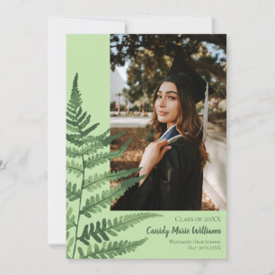 Green Fern Elegant Plants Graduation Announcement