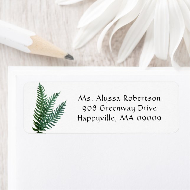 Green Fern Feuille Nature Theme Adresse de retour (En situation)
