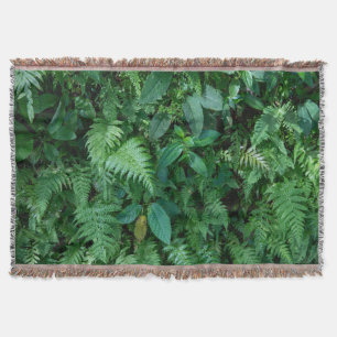 Green Fern Grass Foliage Texture Throw Blanket