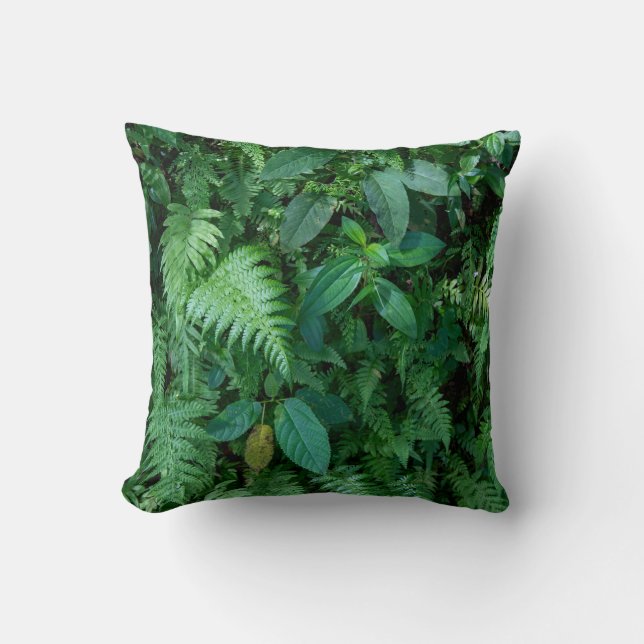 Green Fern Grass Foliage Texture Throw Pillow (Front)