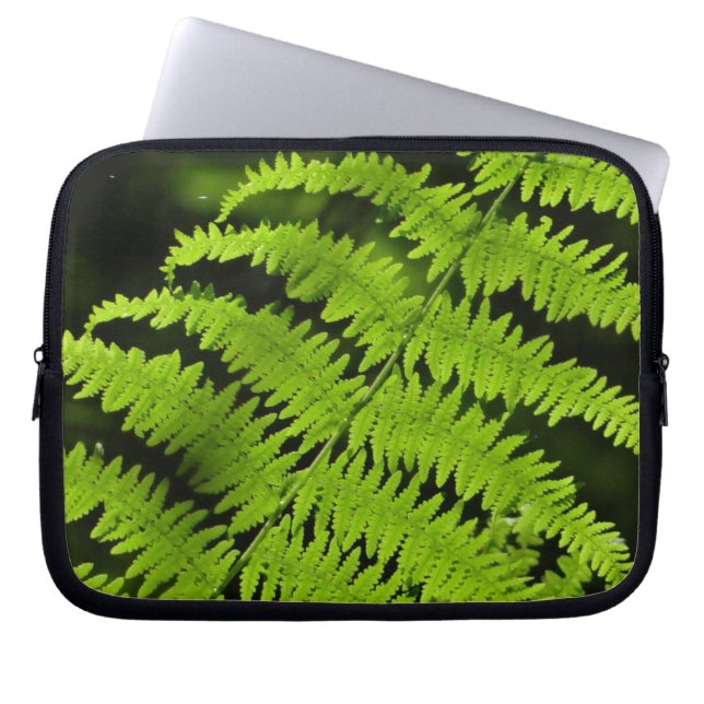 Green fern laptop sleeve (Front)