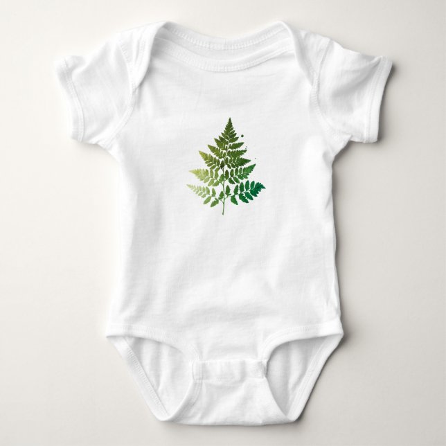 Green Fern Leaf Baby Bodysuit (Front)