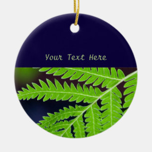 Green Fern Leaf Ceramic Ornament