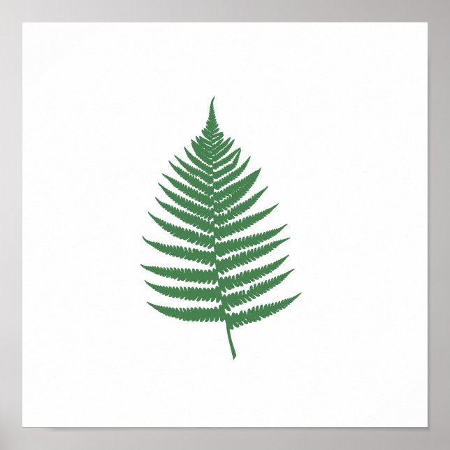 Green Fern Leaf Minimalism Square Wall Poster (Front)