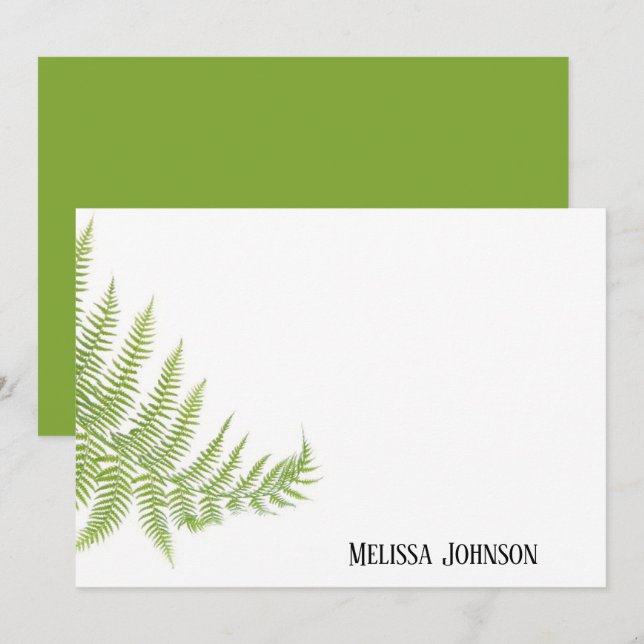 Green Fern Leaf Personalized Card (Front/Back)