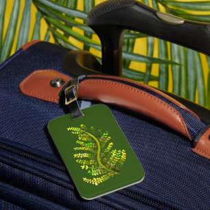 Green fern leaf plant art luggage tag