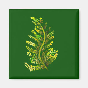 Green fern leaf plant art magnet
