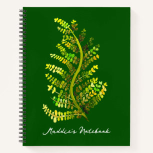 Green fern leaf plant art notebook
