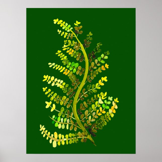 Green fern leaf plant art poster (Front)