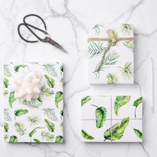 Green Fern Leaves Wrapping Paper Sheet