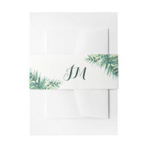 Green Fern Monogram Invitation Belly Band