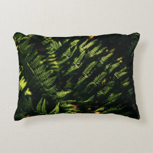 GREEN FERN PLANT IN CLOSE UP PHOTOGRAPHY ACCENT PILLOW