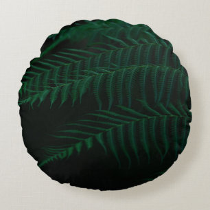 GREEN FERN PLANT IN CLOSE UP PHOTOGRAPHY ROUND PILLOW