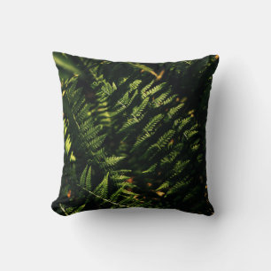 GREEN FERN PLANT IN CLOSE UP PHOTOGRAPHY THROW PILLOW