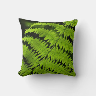 Green fern throw pillow