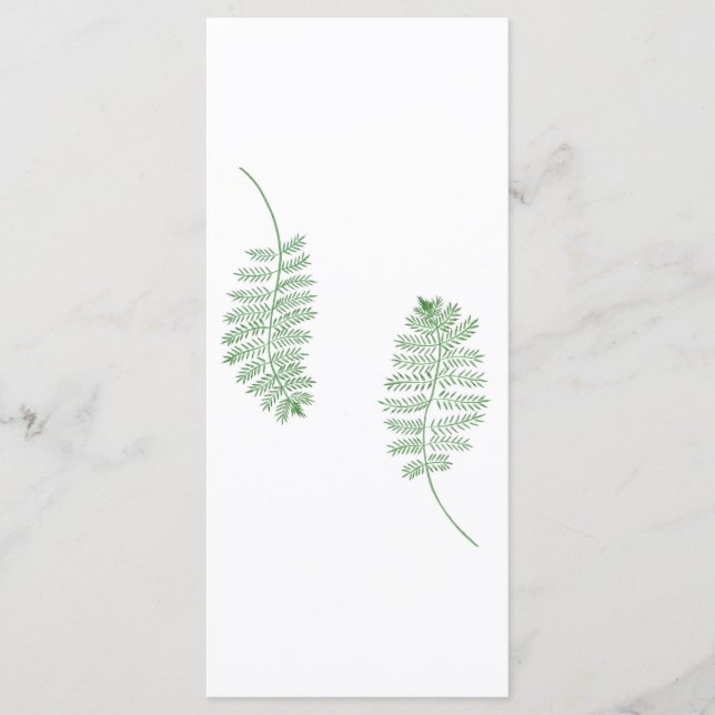 Green Fern, Wedding menu cards (Front)