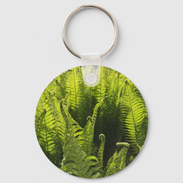 “Green ferns and curling fronds” Keychain (Front)