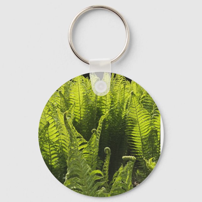 “Green ferns and curling fronds” Keychain (Front)
