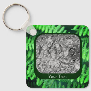Green Ferns Frame Personalized Photo  Keychain
