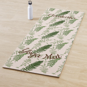 Green ferns name place surface pattern  yoga mat