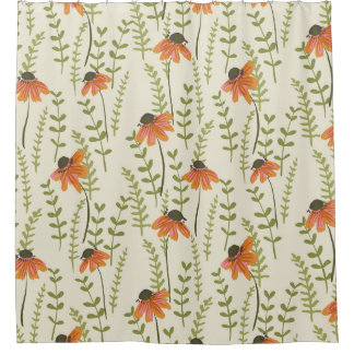 Green ferns, orange flowers, nature.