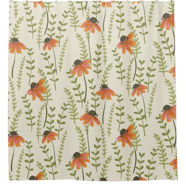 Green ferns, orange flowers, nature. (Front)