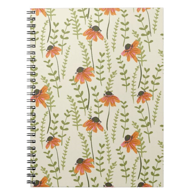 Green ferns, orange flowers, nature. notebook (Front)