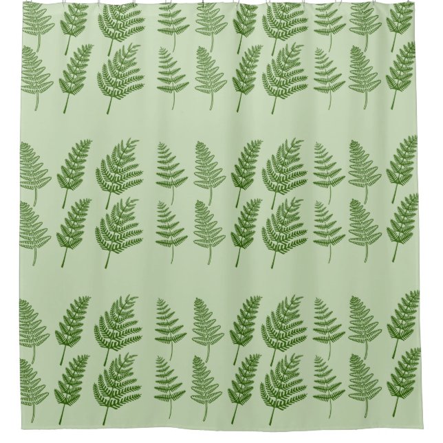 Green Ferns Pattern Shower Curtain (Front)