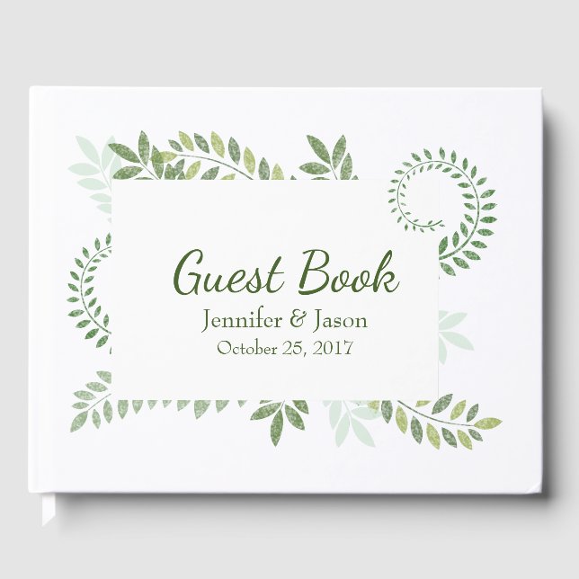 Green Ferns Wedding Guest Book (Front)