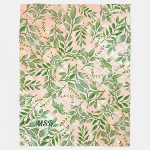 Green Ferns & Wood Fleece Blanket