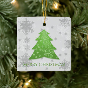 Green Festive Christmas Tree Ceramic Ornament