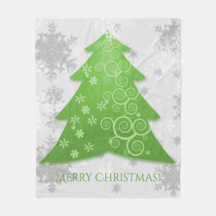 Green Festive Christmas Tree Fleece Blanket