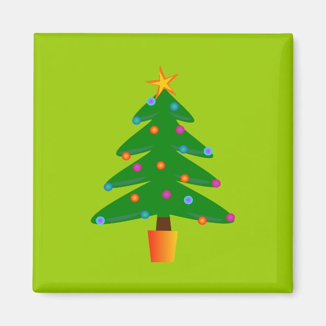 Green Festive Christmas Tree Magnet (Front)