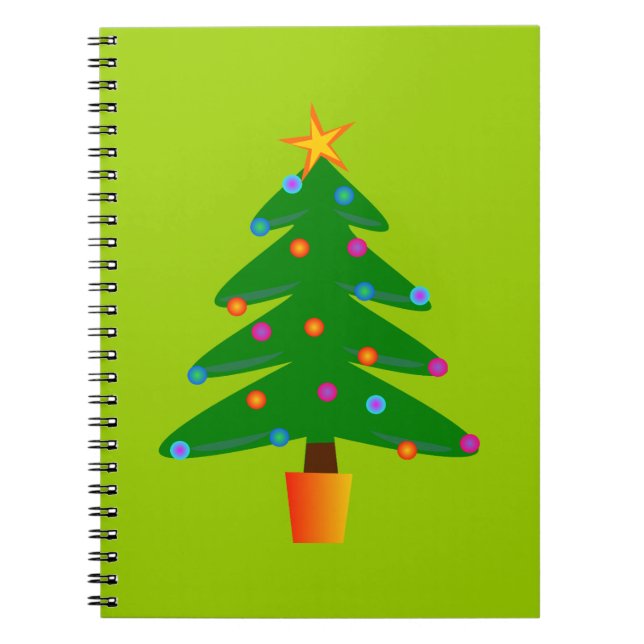 Green Festive Christmas Tree Notebook (Front)