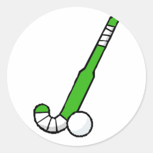 Green Field Hockey Stick Classic Round Sticker