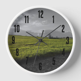 Green fields wall clock