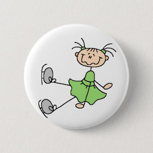 Green Figure Skater Button