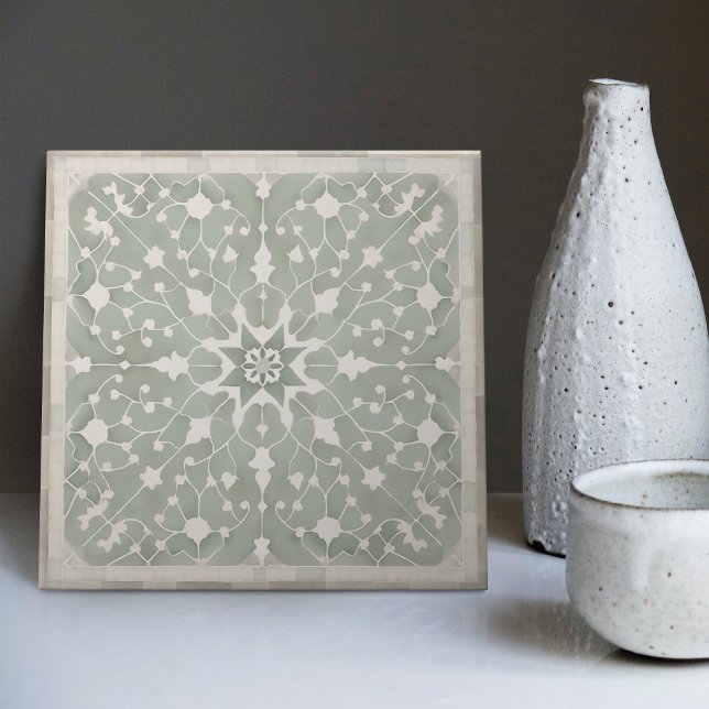 Green Filigree Backsplash Bath Fireplace Repro Tile (Creator Uploaded)