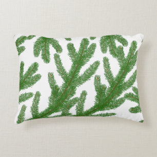 Green fir tree branches  accent pillow