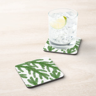 Green fir tree branches coaster