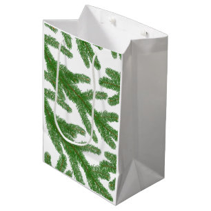 Green fir tree branches medium gift bag