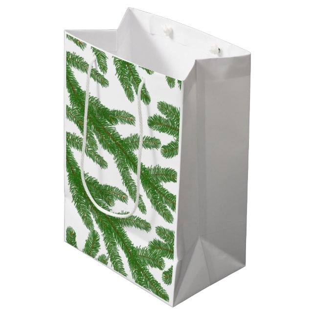 Green fir tree branches  medium gift bag (Front Angled)