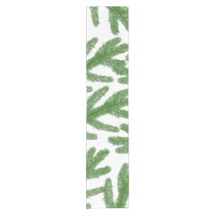 Green fir tree branches short table runner