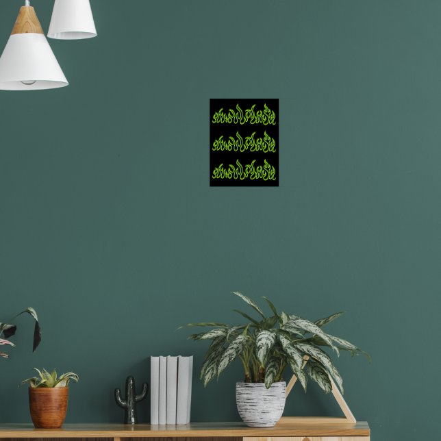 Green Fire Flames Blaze Outlines Poster (Living Room 1)