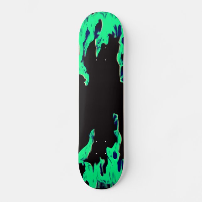 Green fire – Grünes Feuer – Flamme Flame Flames Skateboard (Front)