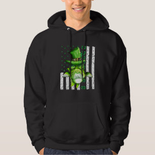 Green Fish Carp Usa Flag St Patrick's Day Lucky Mo Hoodie