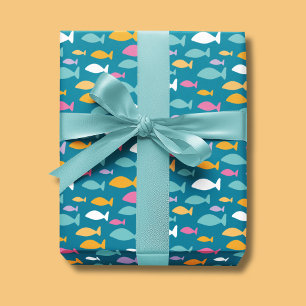 Green Fish Shoal Wrapping Paper