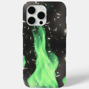 Green flame iPhone 15 pro max case