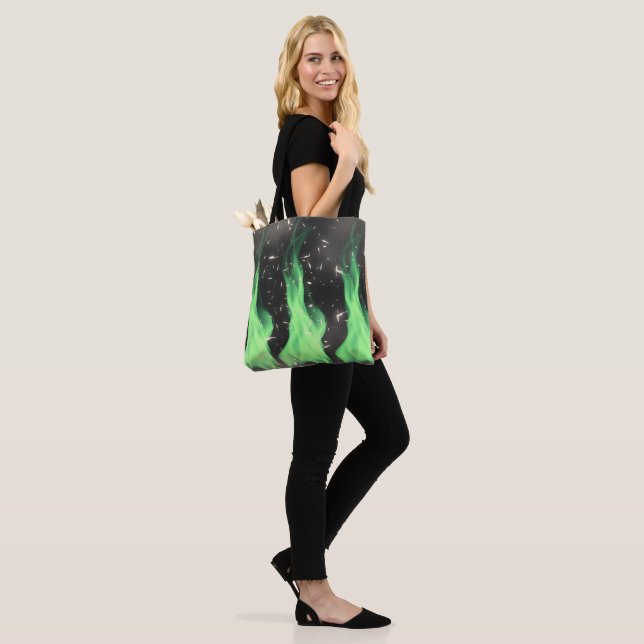 Green flame tote bag (On Model)