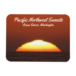 "Green Flash" at sunset in Ocean Shores, WA, photo Magnet